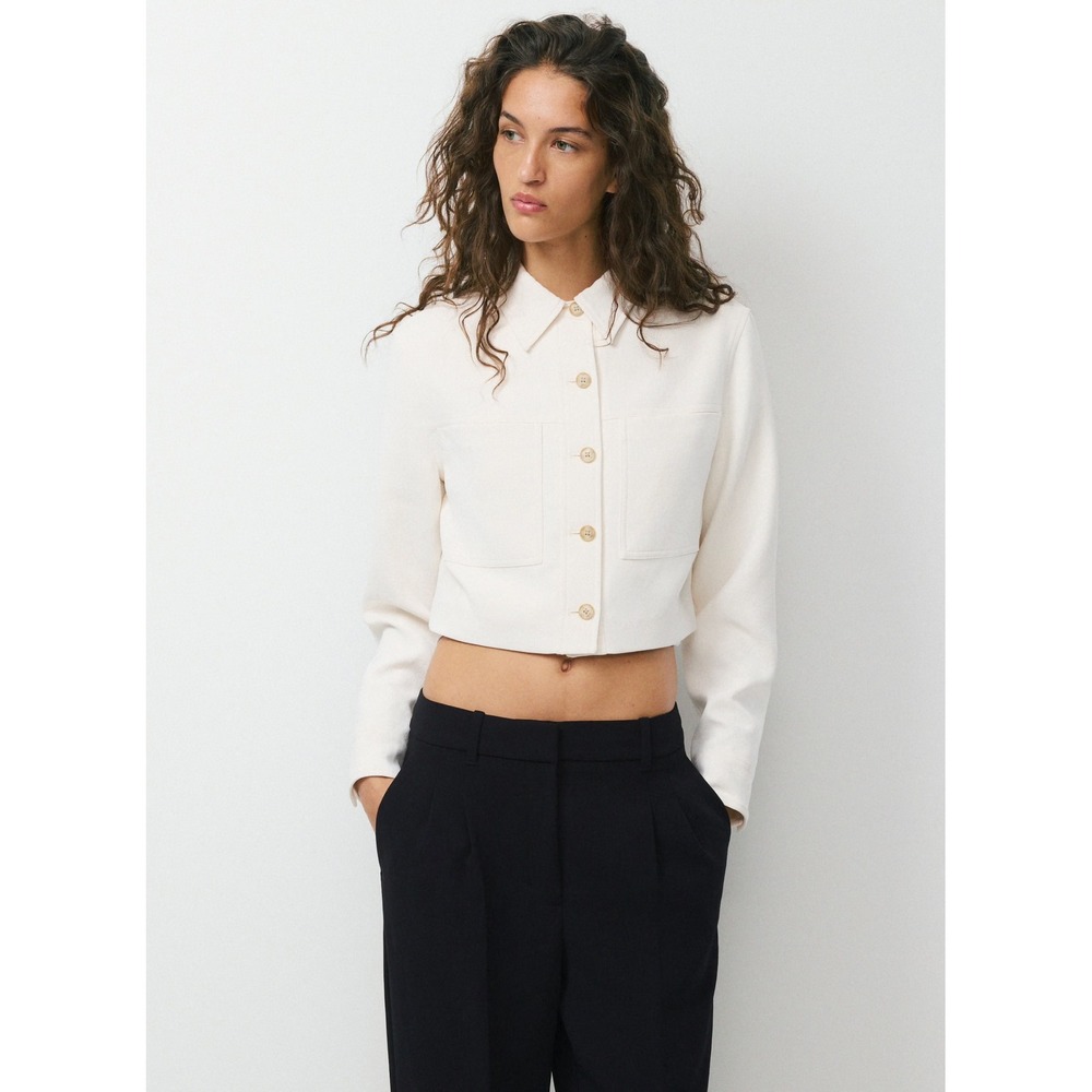 Wilfred Little Cropped Jacket White Button Up Structured Utility Coat M